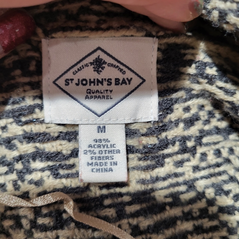 *3/$30 Sale* St. John’s Bay Drape Open Front Diamond Pattern Cardigan Sz M - Picture 4 of 6